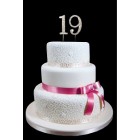 19th Birthday Wedding Anniversary Number Cake Topper with Sparkling Rhinestone Crystals - 1.75" Tall 